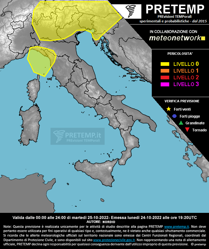 Mappa previsione del 25 ottobre 2022