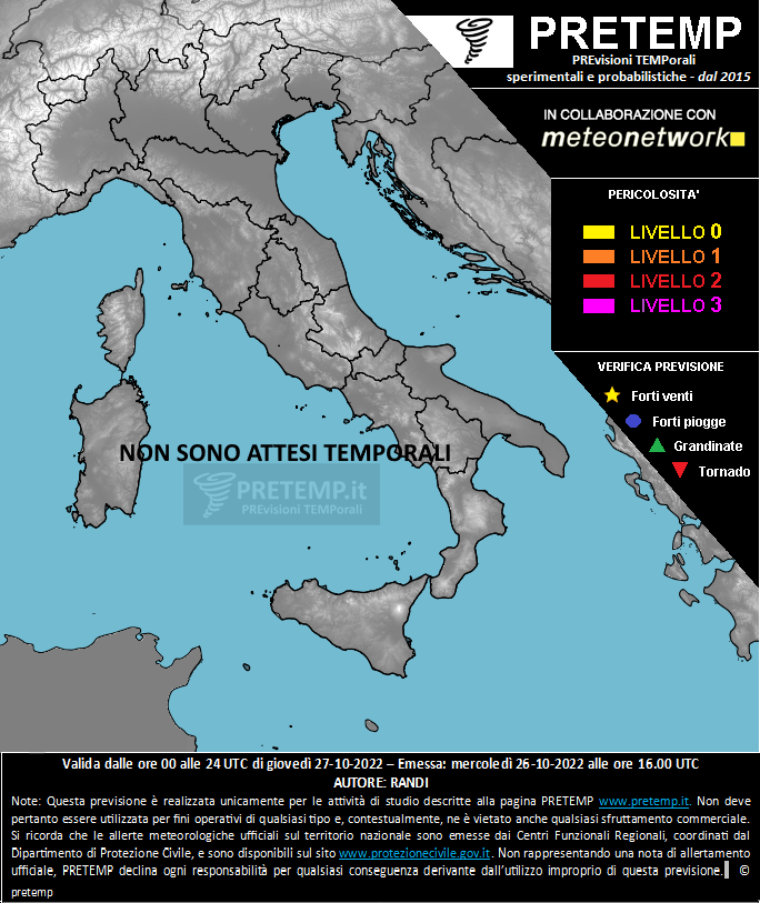 Mappa previsione del 27 ottobre 2022