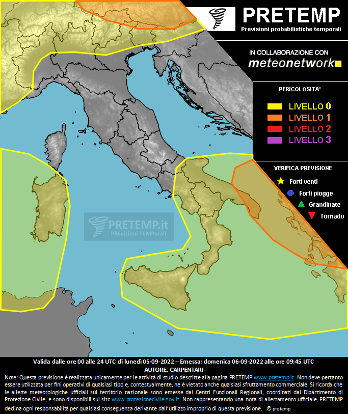 Mappa previsione del 05 settembre 2022
