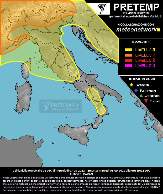 Mappa previsione del 07 settembre 2022