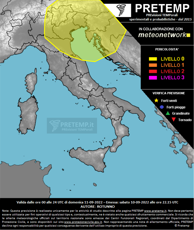 Mappa previsione del 11 settembre 2022