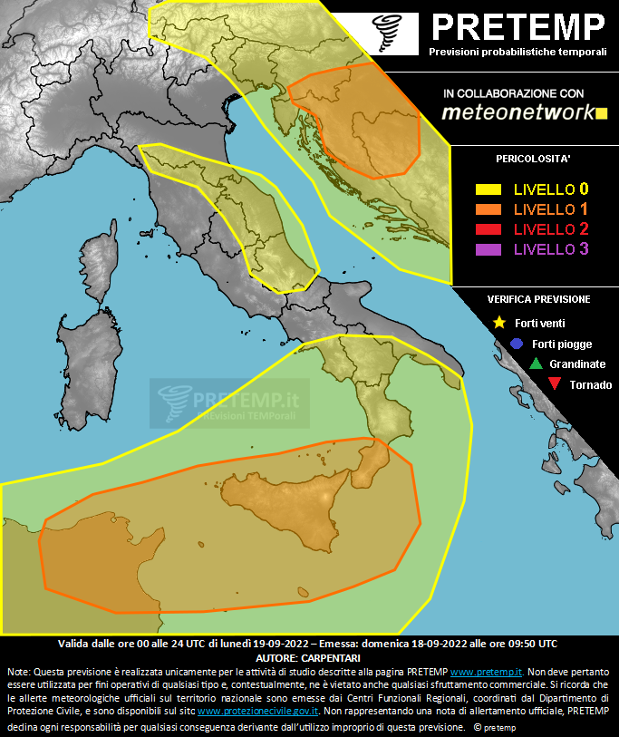 Mappa previsione del 19 settembre 2022