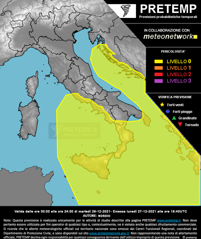 Mappa previsione del 28 dicembre 2021
