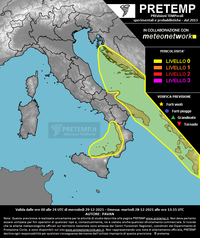 Mappa previsione del 29 dicembre 2021