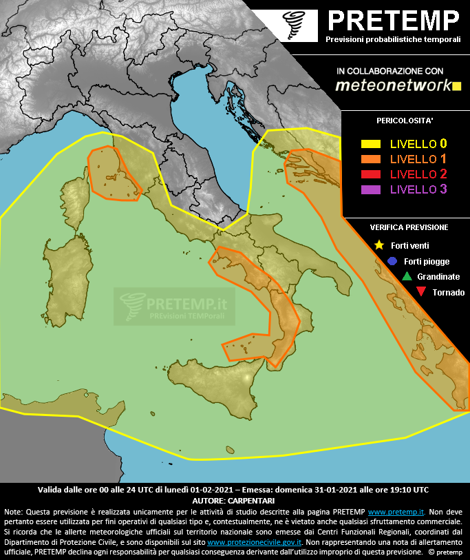 Mappa previsione del 01 febbraio 2021