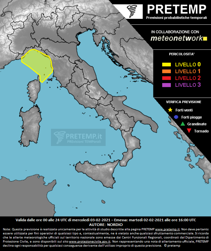 Mappa previsione del 03 gennaio 2021