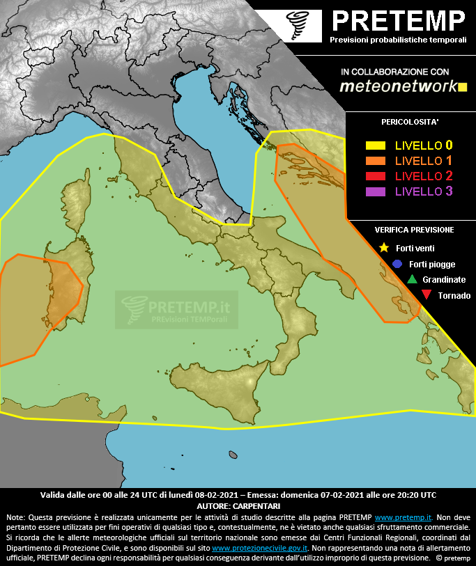 Mappa previsione del 08 febbraio 2021