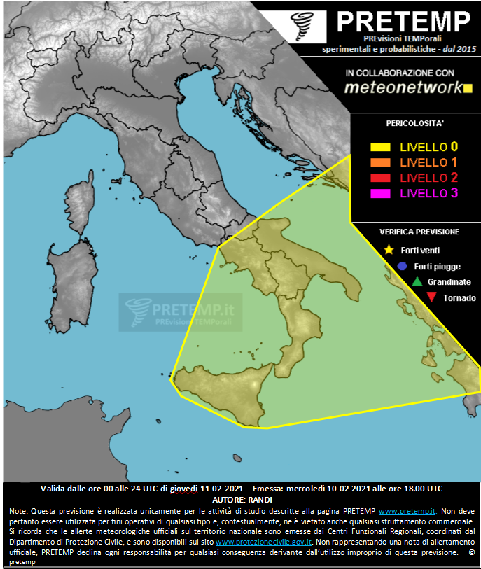 Mappa previsione del 11 febbraio 2021