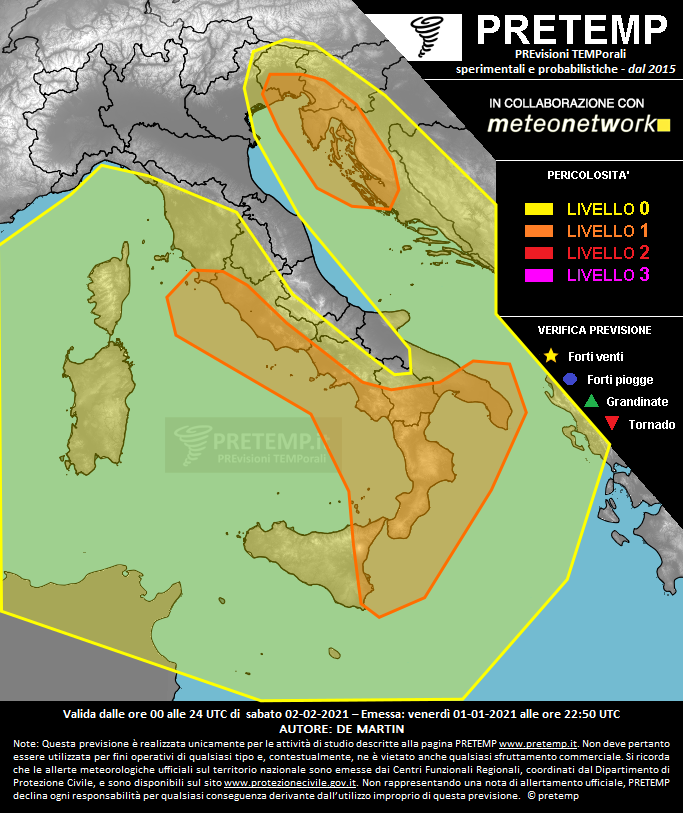 Mappa previsione del 02 gennaio 2021