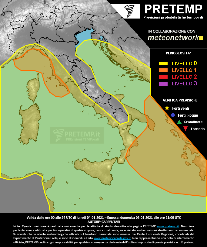 Mappa previsione del 04 gennaio 2021
