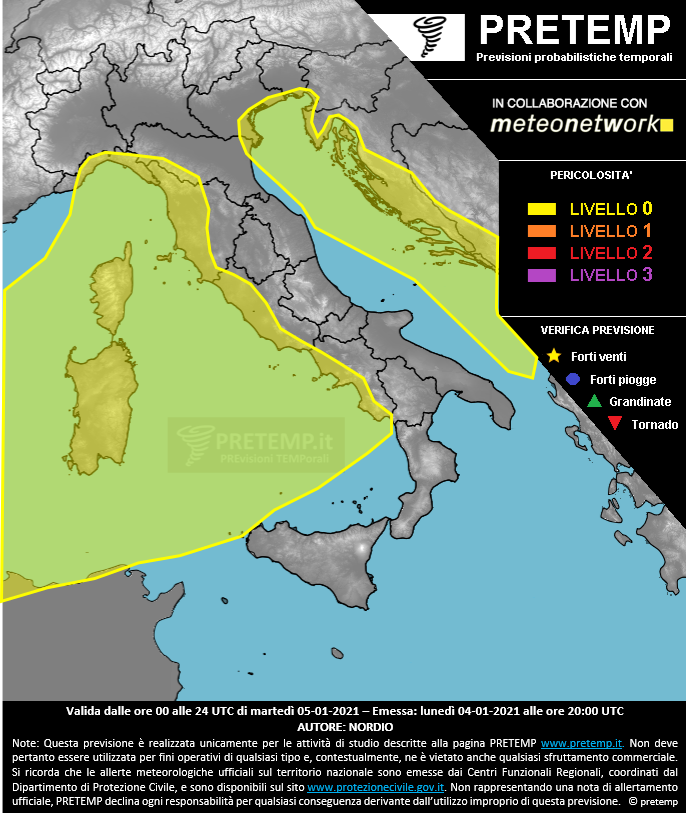 Mappa previsione del 05 gennaio 2021