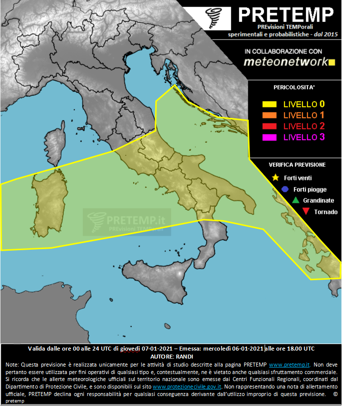 Mappa previsione del 07 gennaio 2021