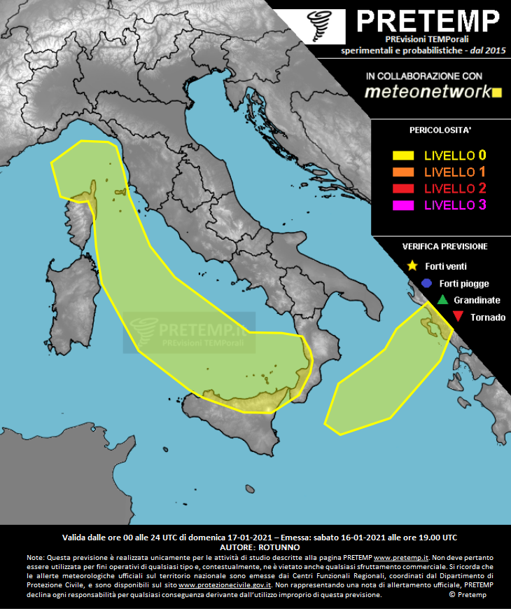 Mappa previsione del 17 gennaio 2021