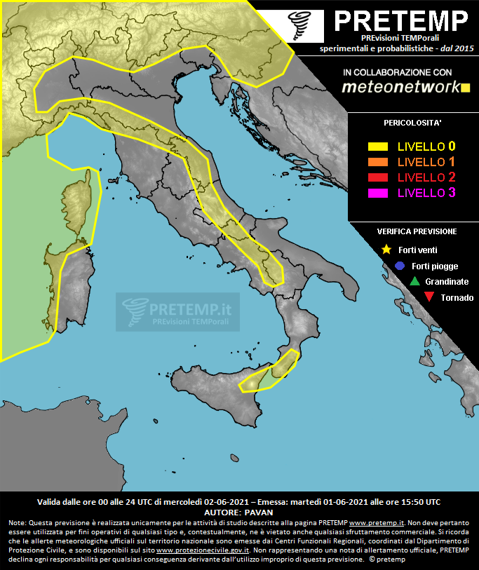 Mappa previsione del 02 giugno 2021