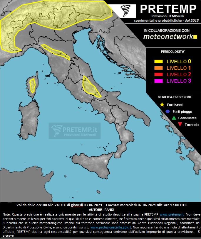 Mappa previsione del 03 giugno 2021
