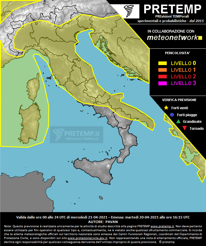 Mappa previsione del 21 aprile 2021