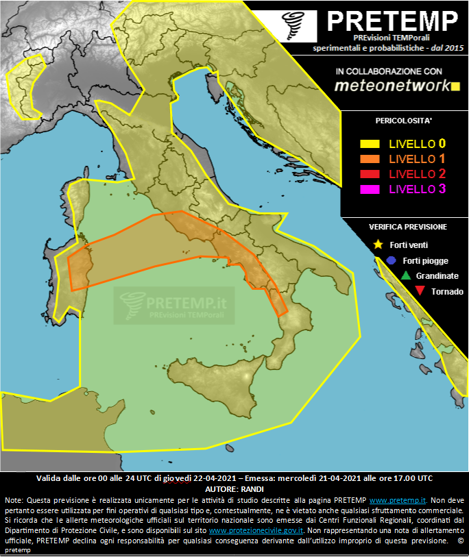 Mappa previsione del 22 aprile 2021