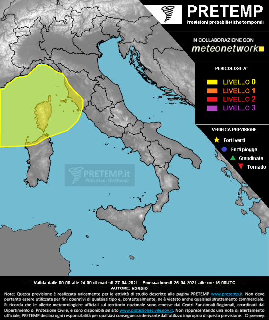 Mappa previsione del 27 aprile 2021