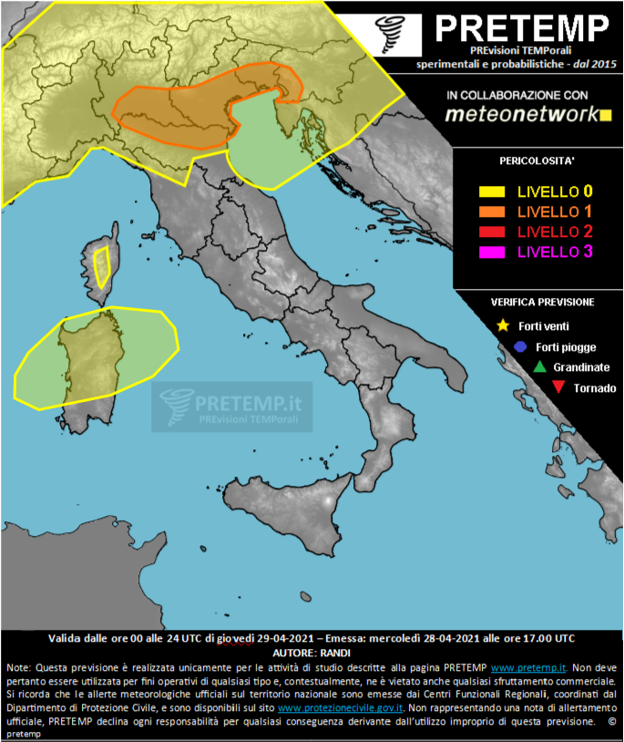 Mappa previsione del 29 aprile 2021