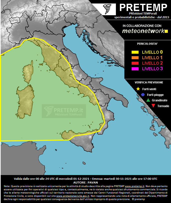Mappa previsione del 01 dicembre 2021