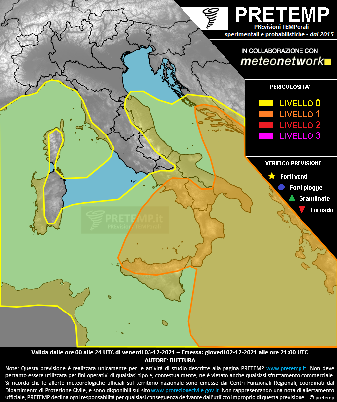 Mappa previsione del 03 dicembre 2021