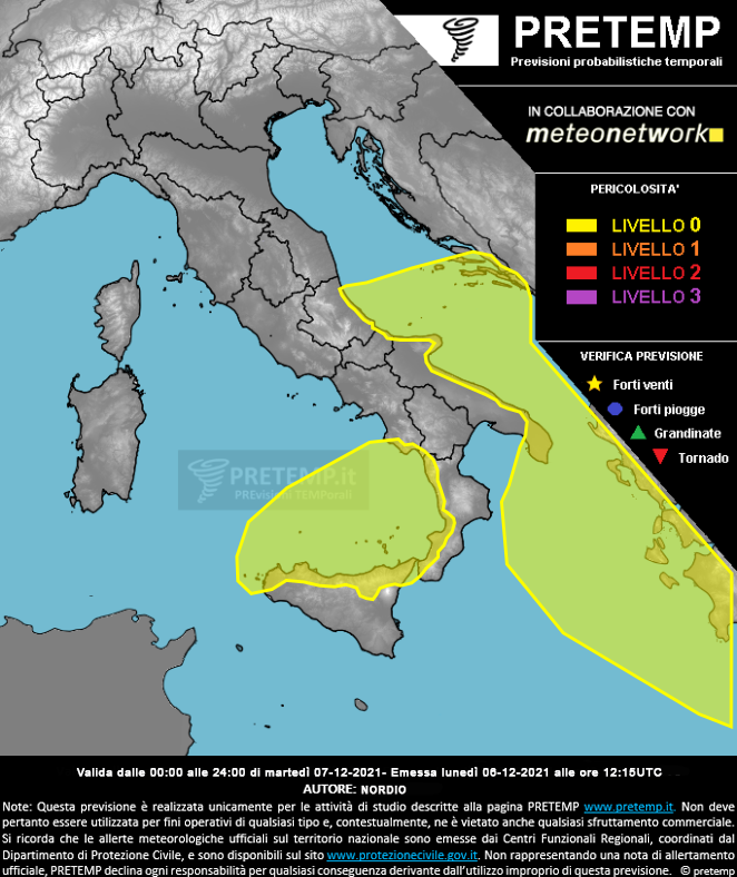 Mappa previsione del 07 dicembre 2021