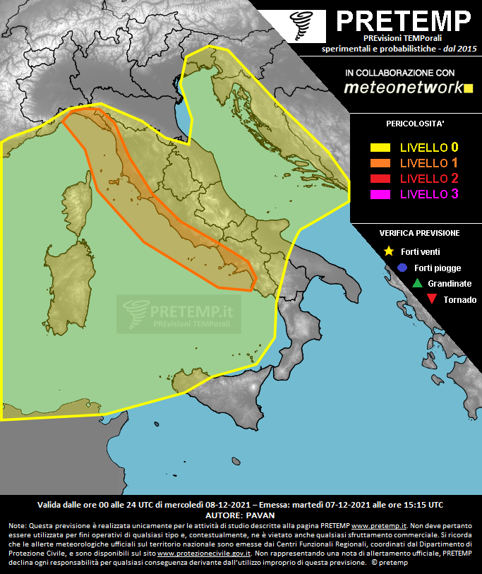 Mappa previsione del 08 dicembre 2021