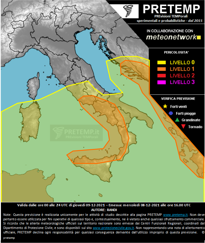 Mappa previsione del 09 dicembre 2021
