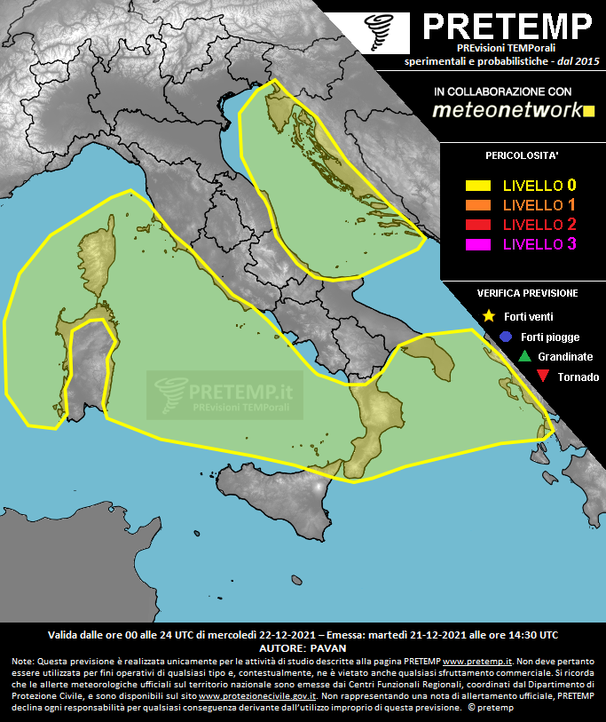 Mappa previsione del 22 dicembre 2021