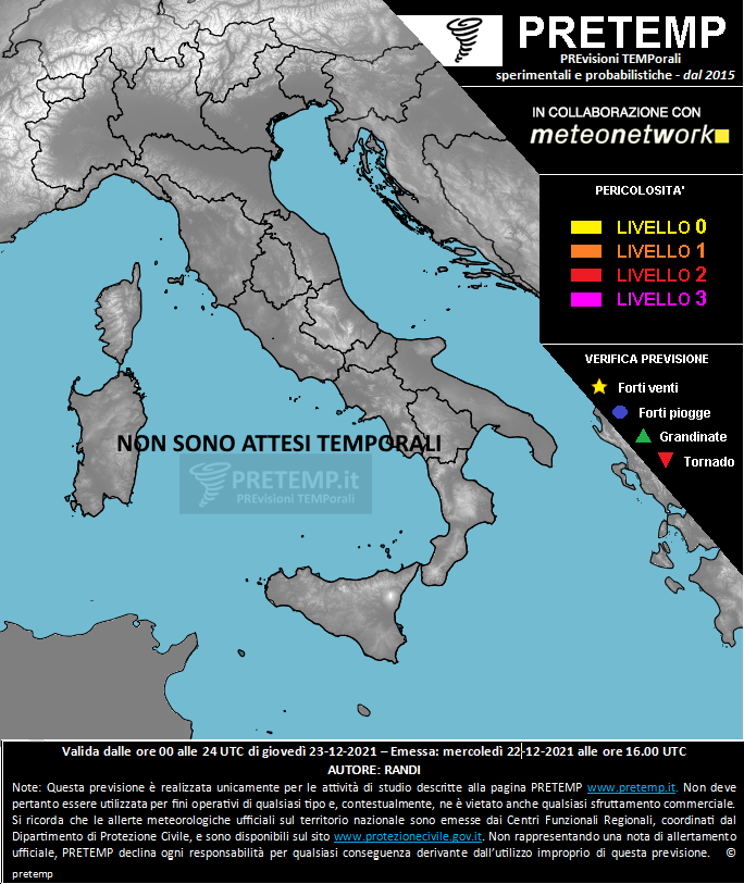 Mappa previsione del 23 dicembre 2021