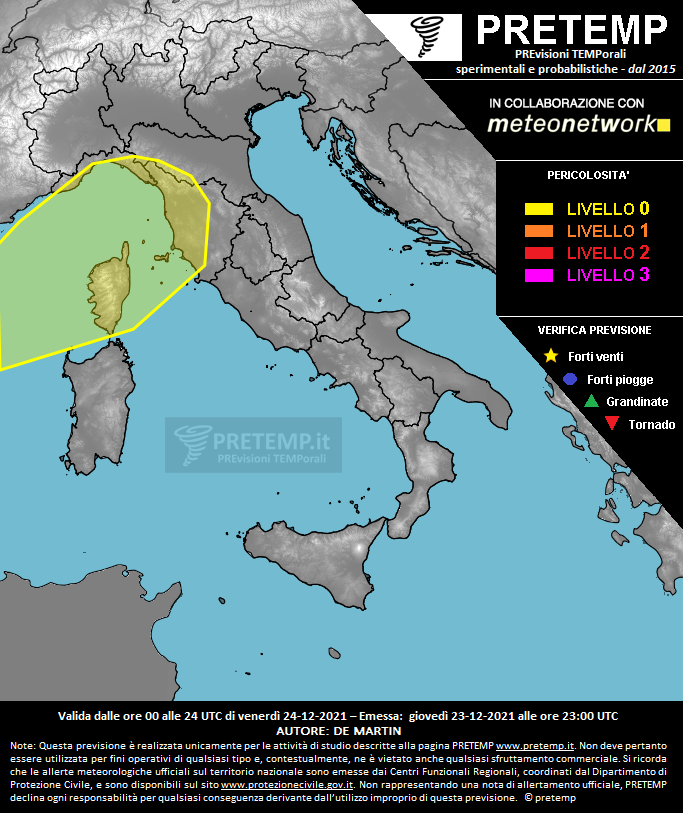 Mappa previsione del 24 dicembre 2021