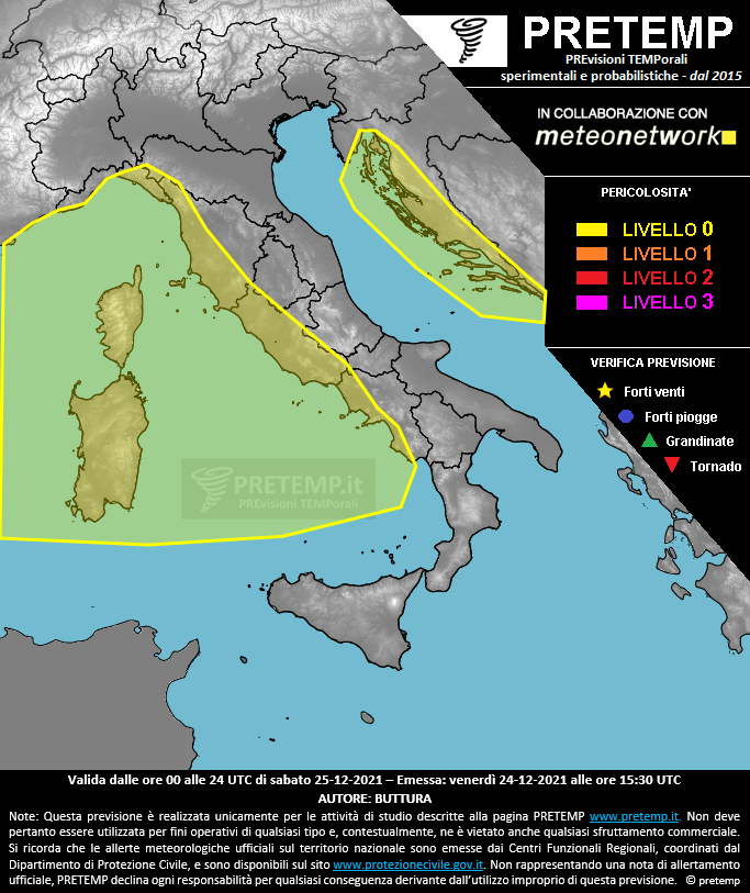 Mappa previsione del 25 dicembre 2021