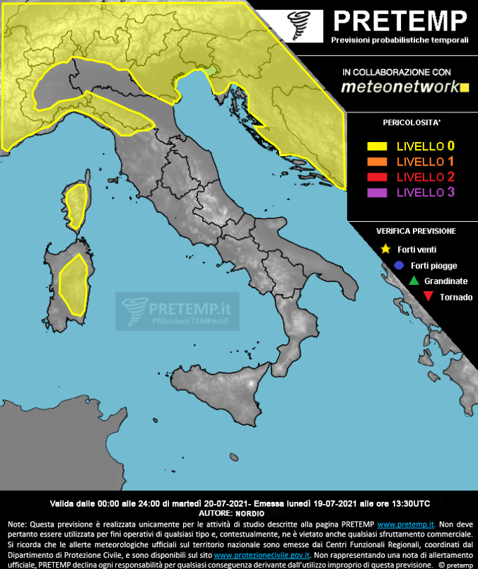 Mappa previsione del 20 luglio 2021