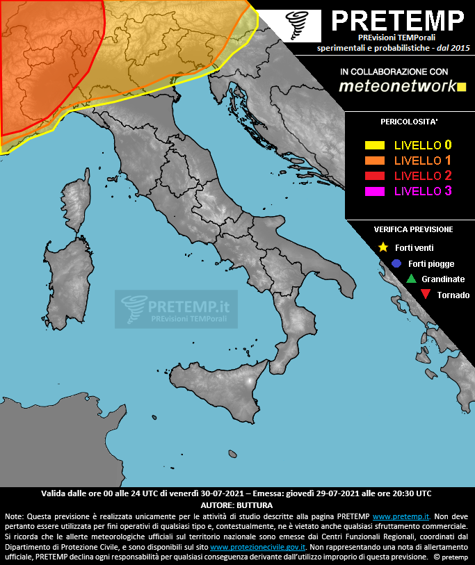 Mappa previsione del 30 luglio 2021