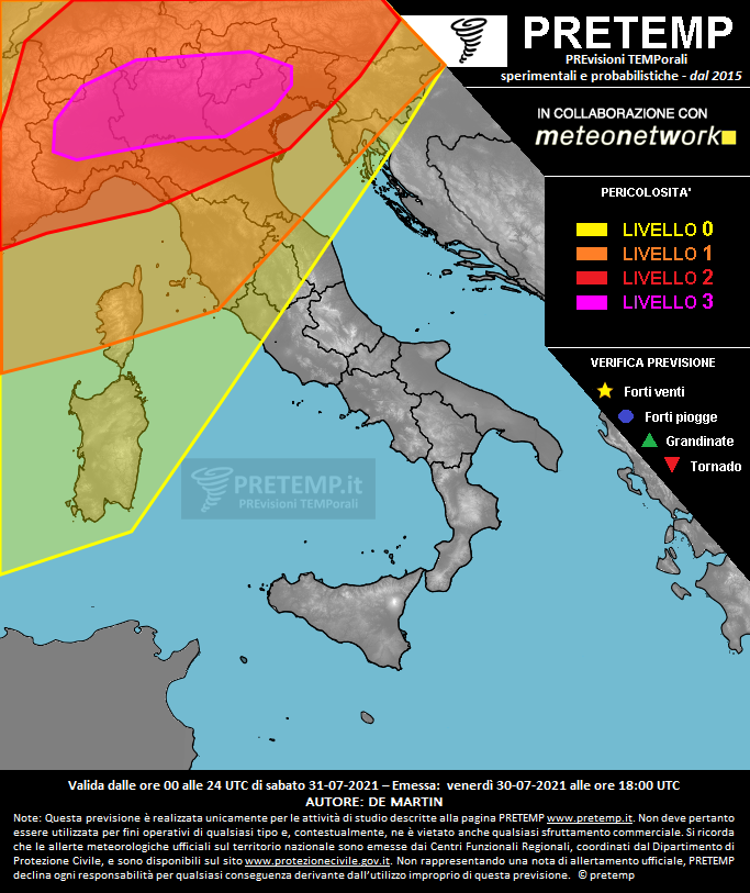 Mappa previsione del 31 luglio 2021