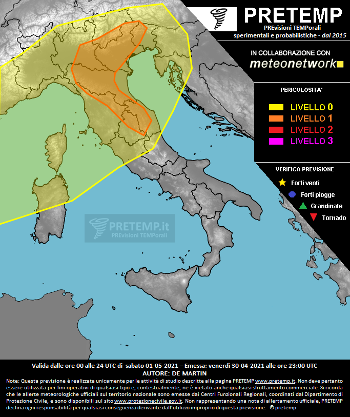 Mappa previsione del 01 maggio 2021