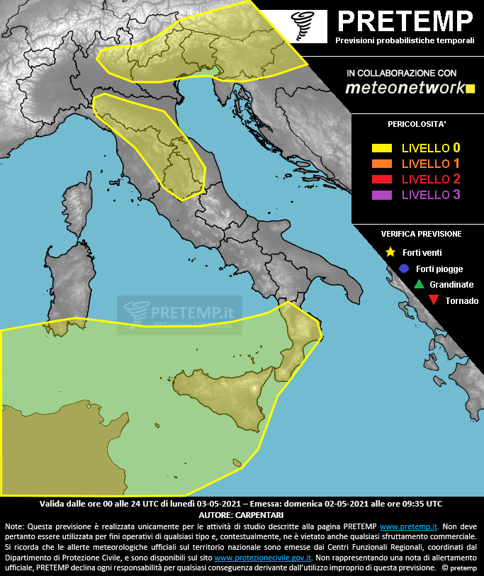 Mappa previsione del 03 maggio 2021