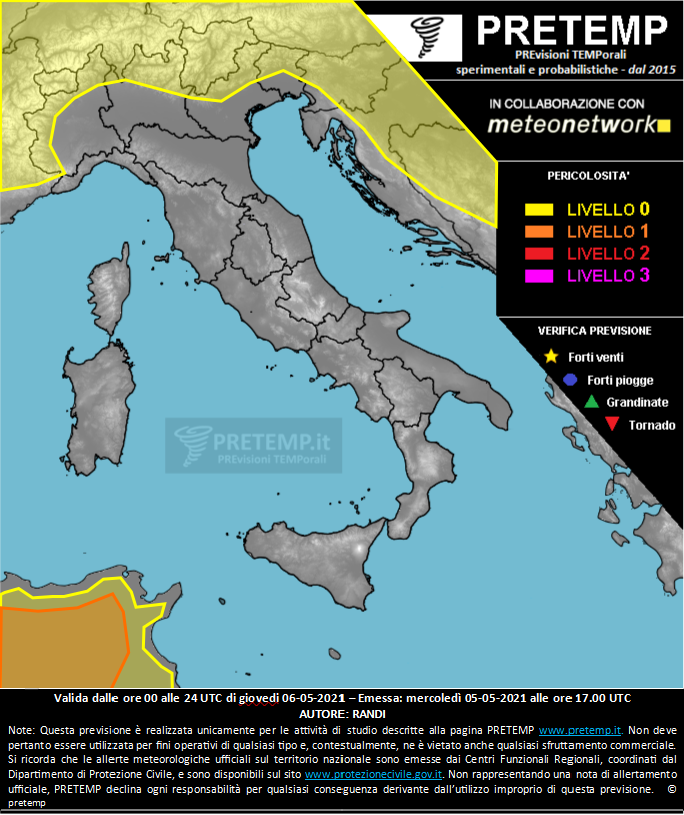 Mappa previsione del 06 maggio 2021