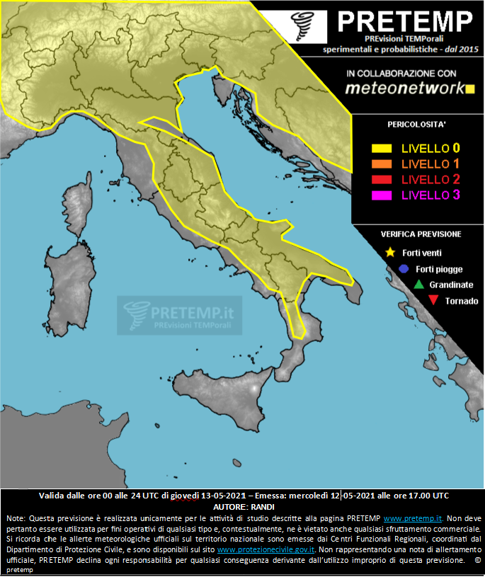 Mappa previsione del 13 maggio 2021