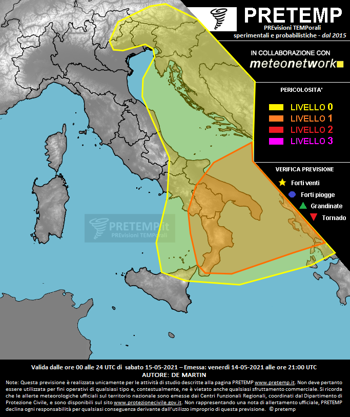 Mappa previsione del 15 maggio 2021