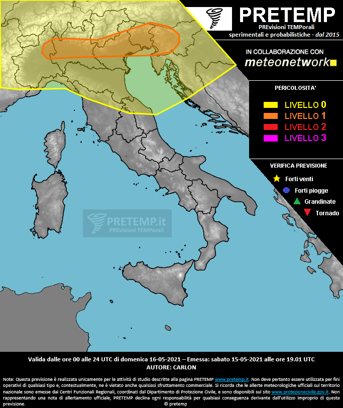 Mappa previsione del 16 maggio 2021