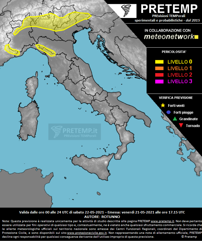 Mappa previsione del 22 maggio 2021