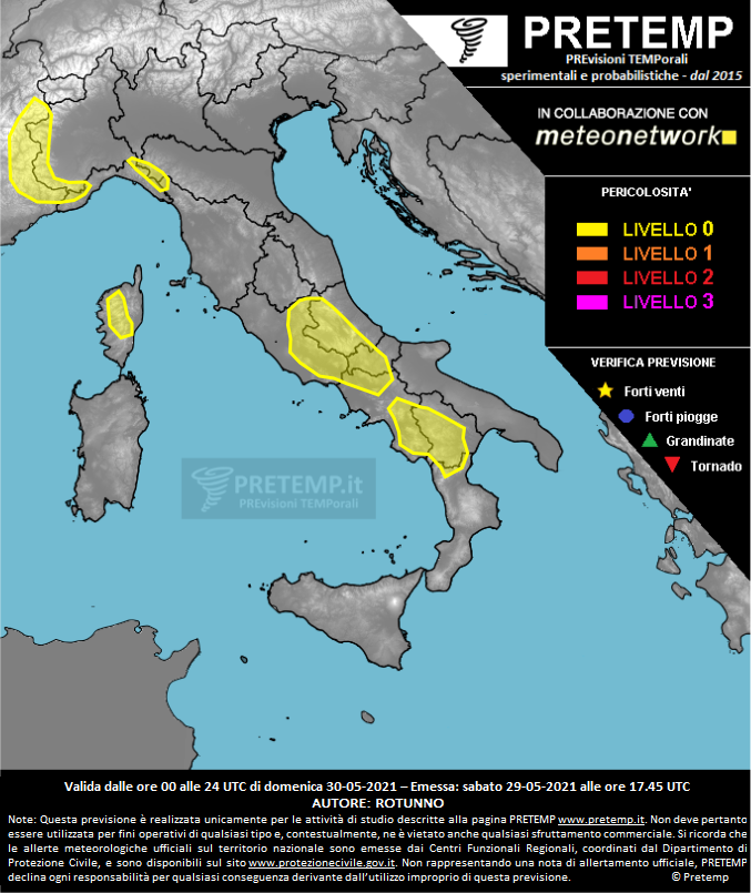 Mappa previsione del 30 maggio 2021