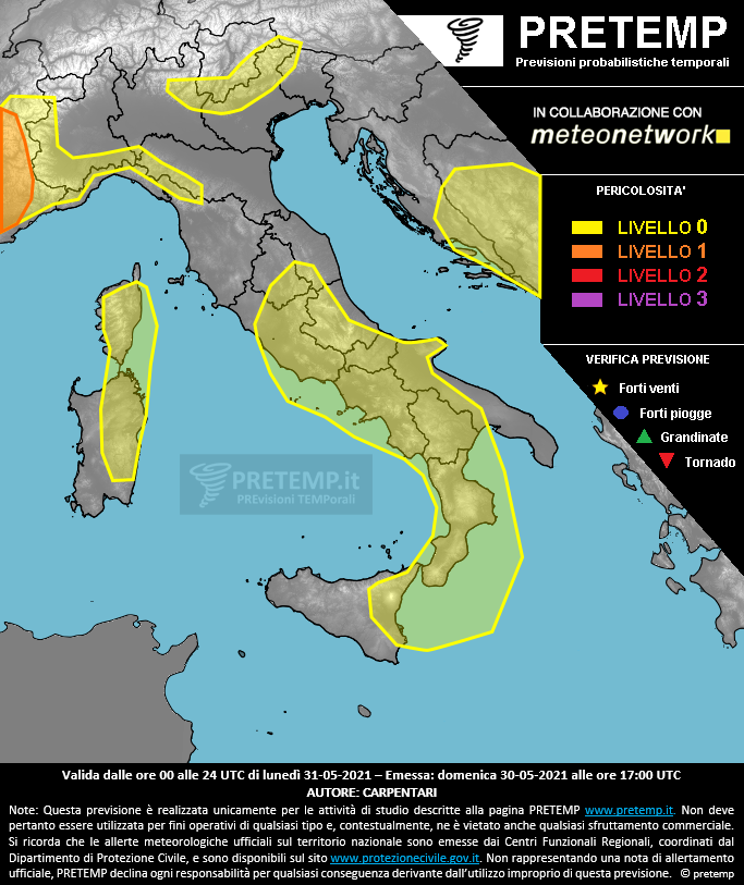 Mappa previsione del 31 maggio 2021