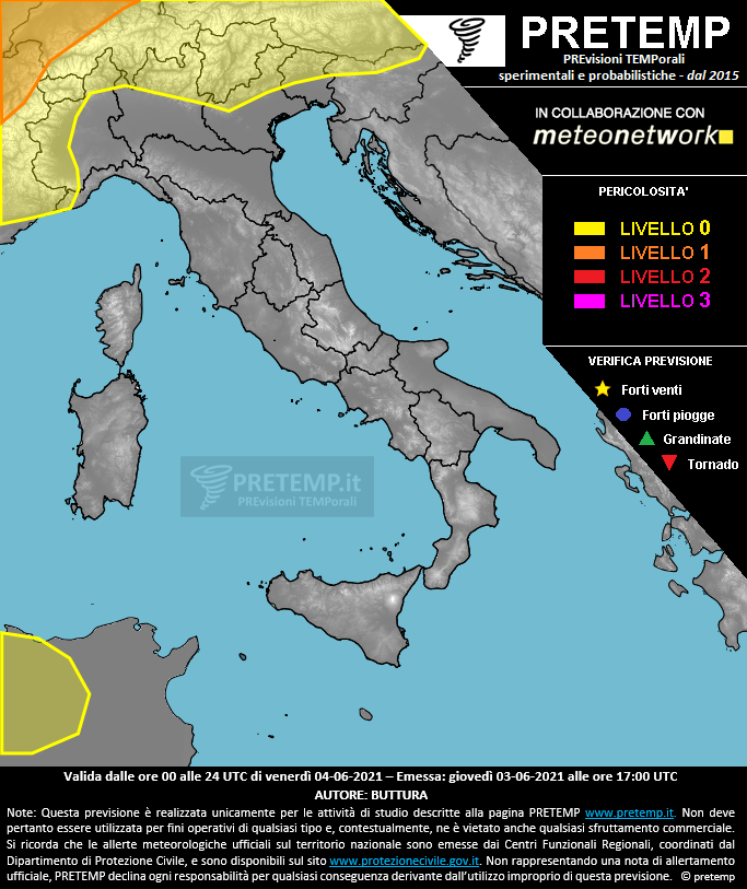 Mappa previsione del 04 giugno 2021