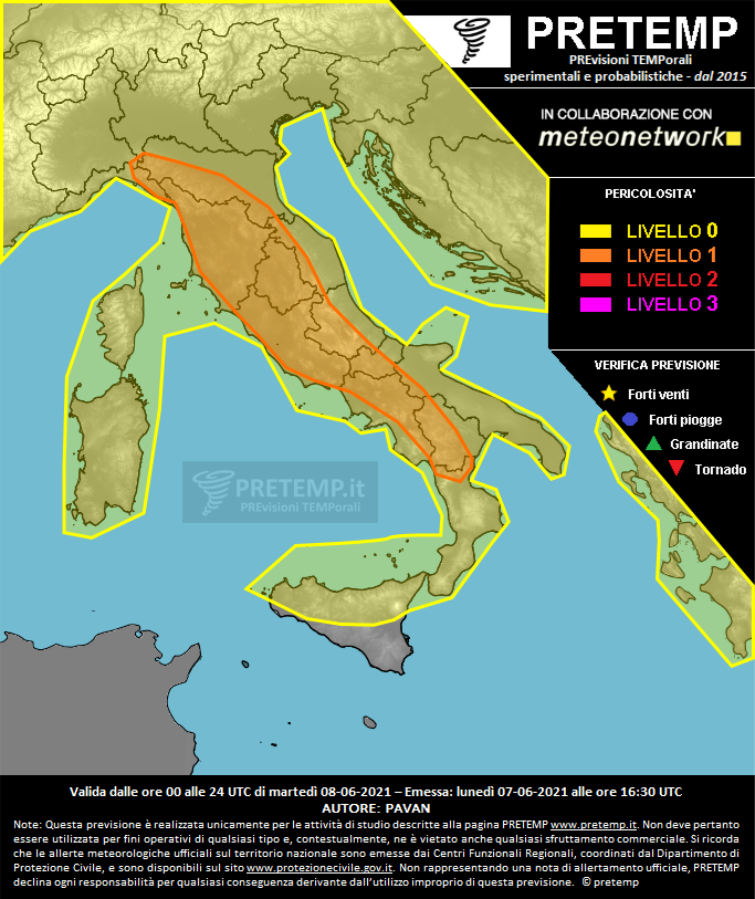 Mappa previsione del 08 giugno 2021