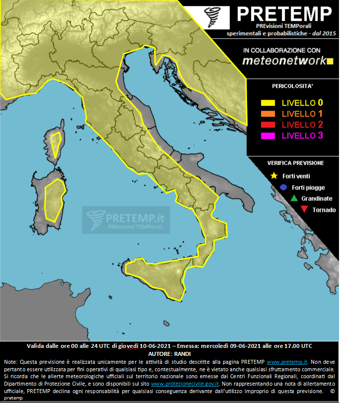 Mappa previsione del 10 giugno 2021
