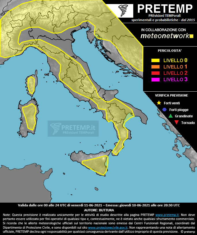 Mappa previsione del 11 giugno 2021