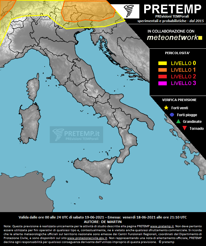 Mappa previsione del 19 giugno 2021
