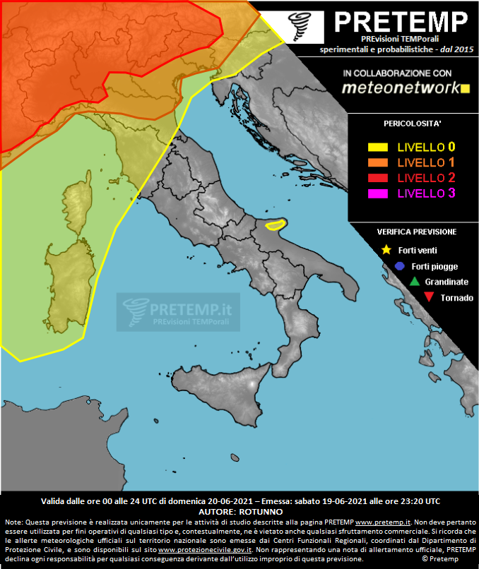 Mappa previsione del 20 giugno 2021